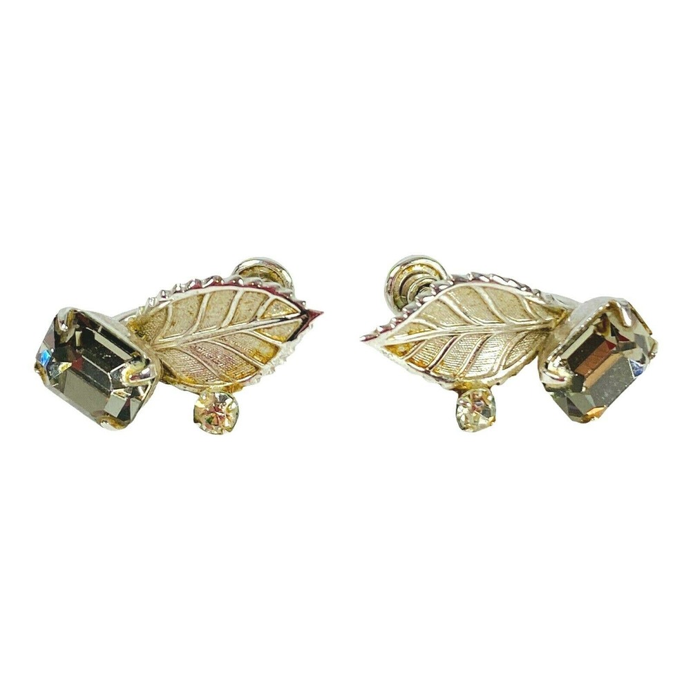 VTG Van Dell Sterling‎ Silver Stamp Leaf Earring